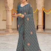 Fashionable Printed Saree with Blouse Piece for Festive Collection  | CAS-PANCHWATI