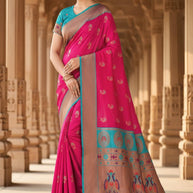 Designer Jacquard Silk Saree with Blouse Piece for Traditional Occasions | VDX-KUBER PAITHANI