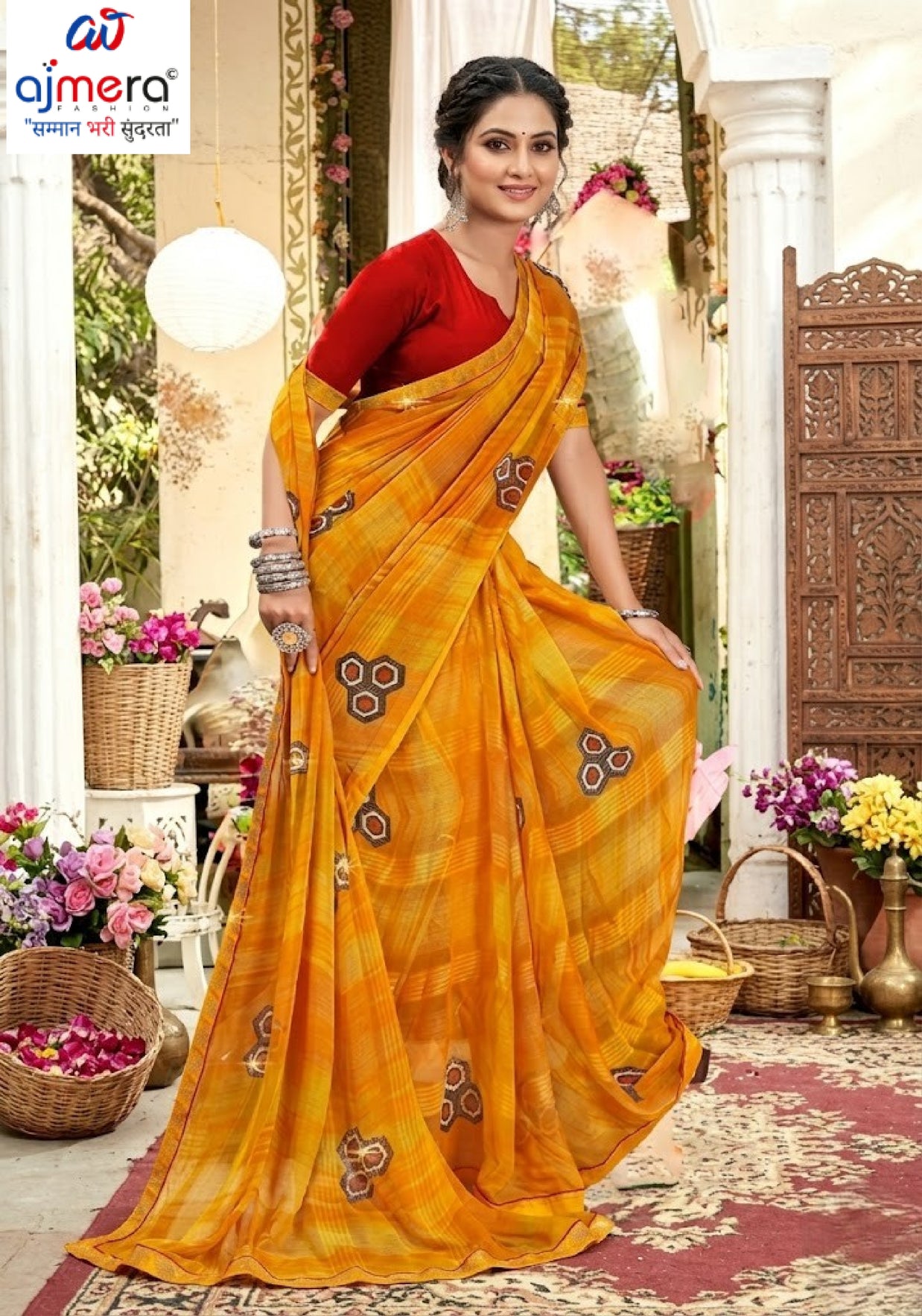 Classic Printed Saree with Blouse Piece for Timeless Traditional Style | PRM-THREE GOLI