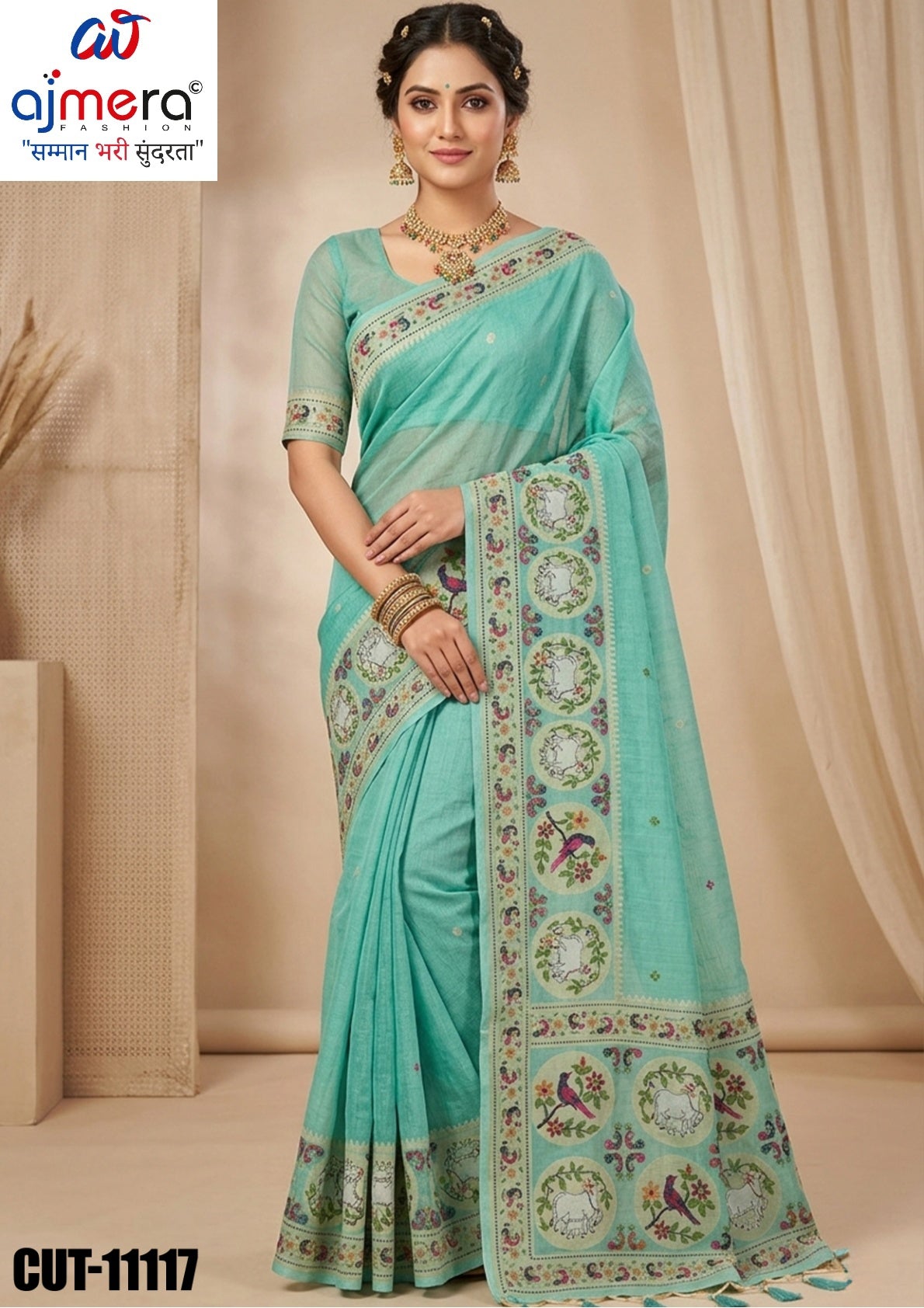 Designer Jacquard Silk Saree with Blouse Piece for Traditional Occasions | CUT-11117