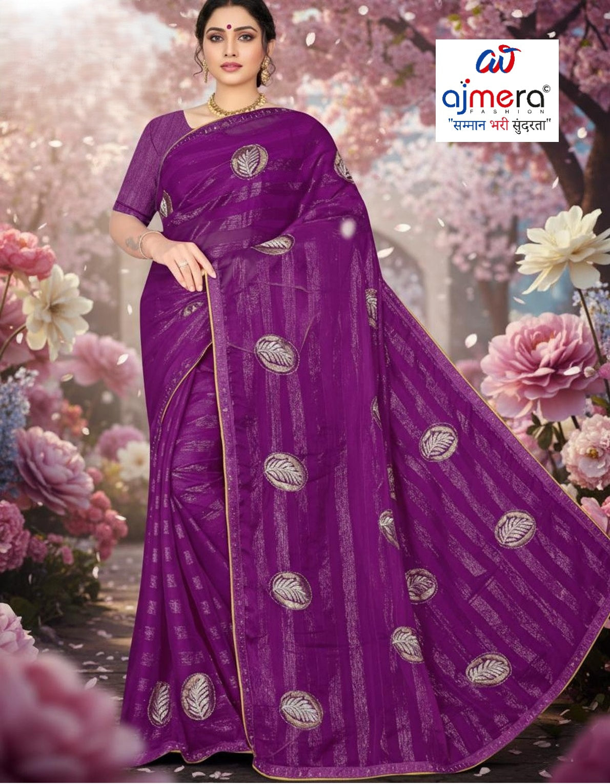 Printed Dyed Matching Saree with Blouse Piece for Premium Ethnic and Traditional Wear | VKM-ONE TIME