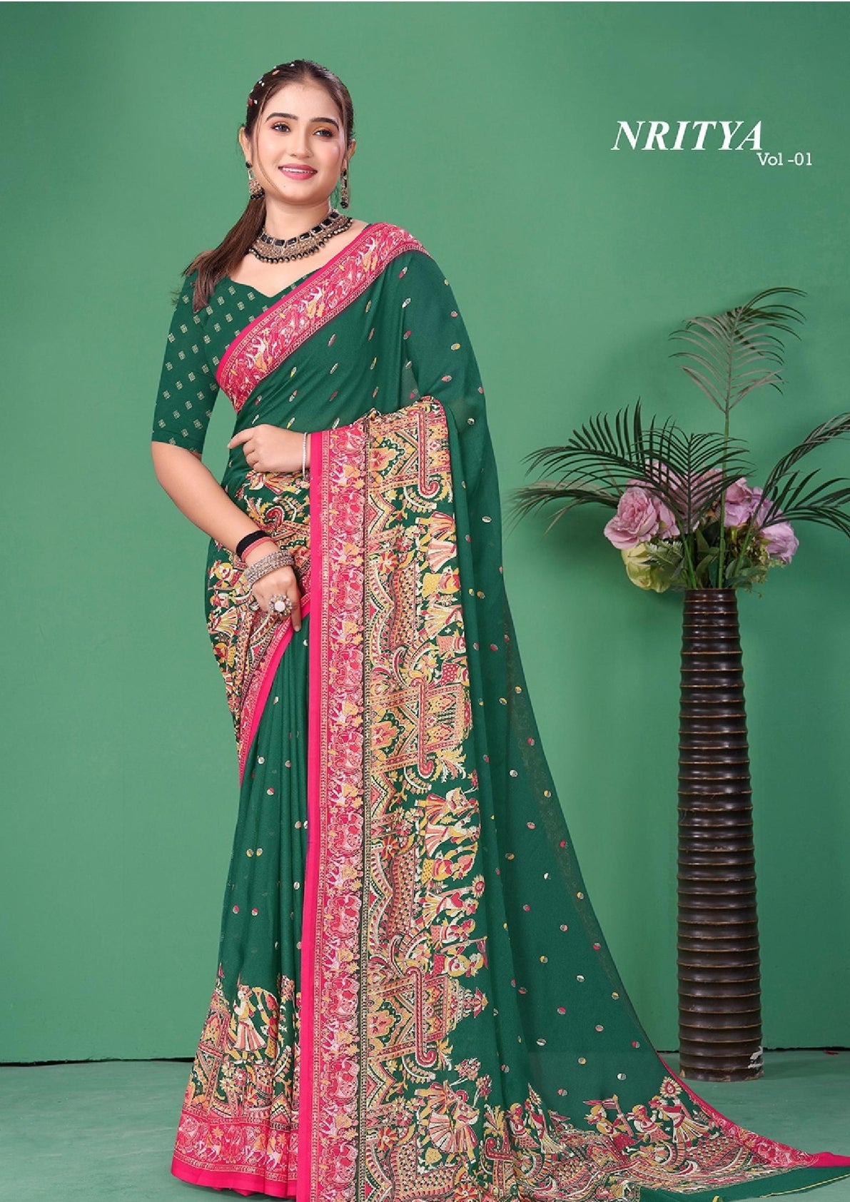 Premium Printed Saree with Matching Blouse Piece for Ethnic Elegance | RMF-NRITYA VOL-01
