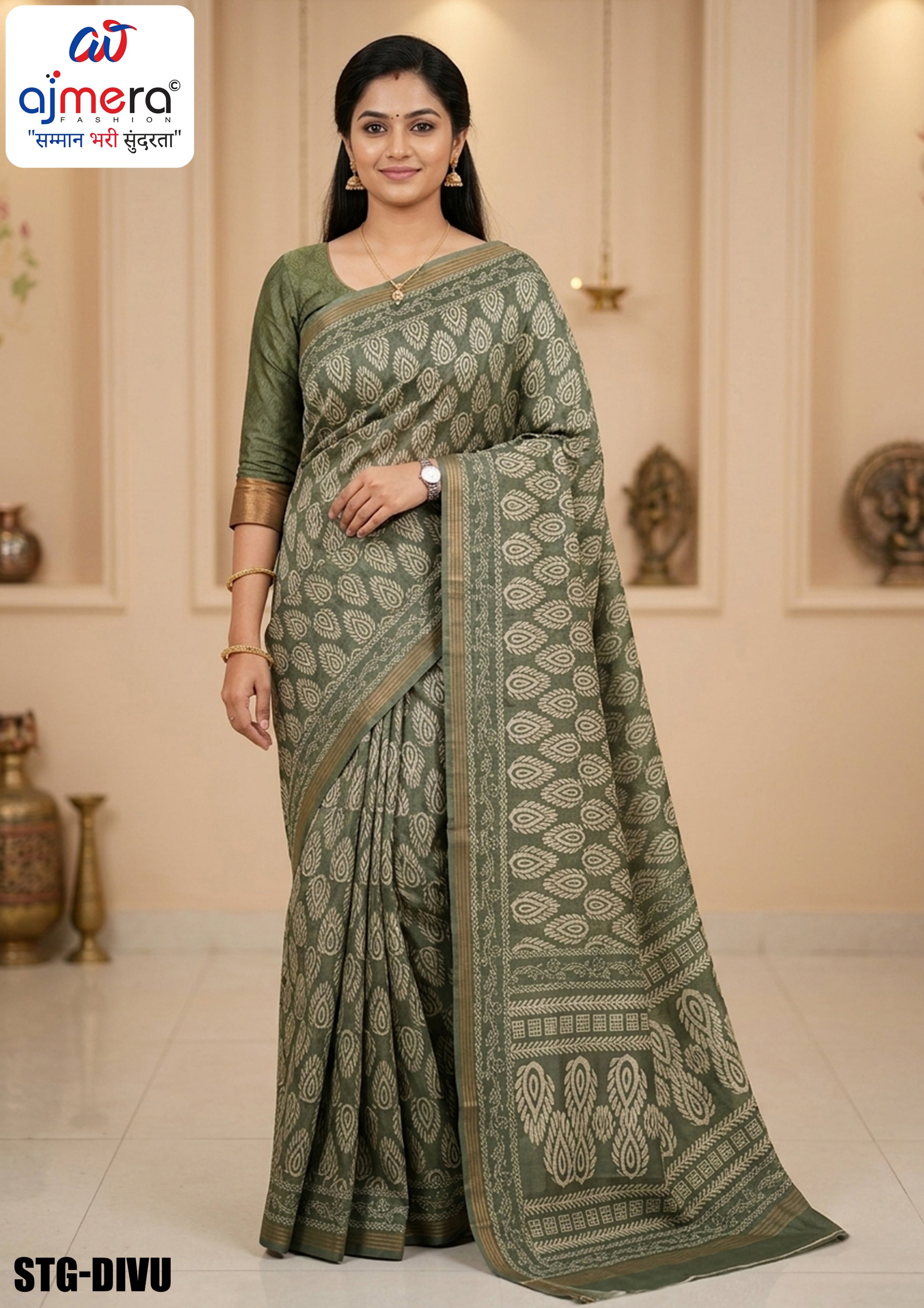 Digital Print Saree with Blouse Piece for Premium Ethnic and Traditional Wear | STG-DIVU