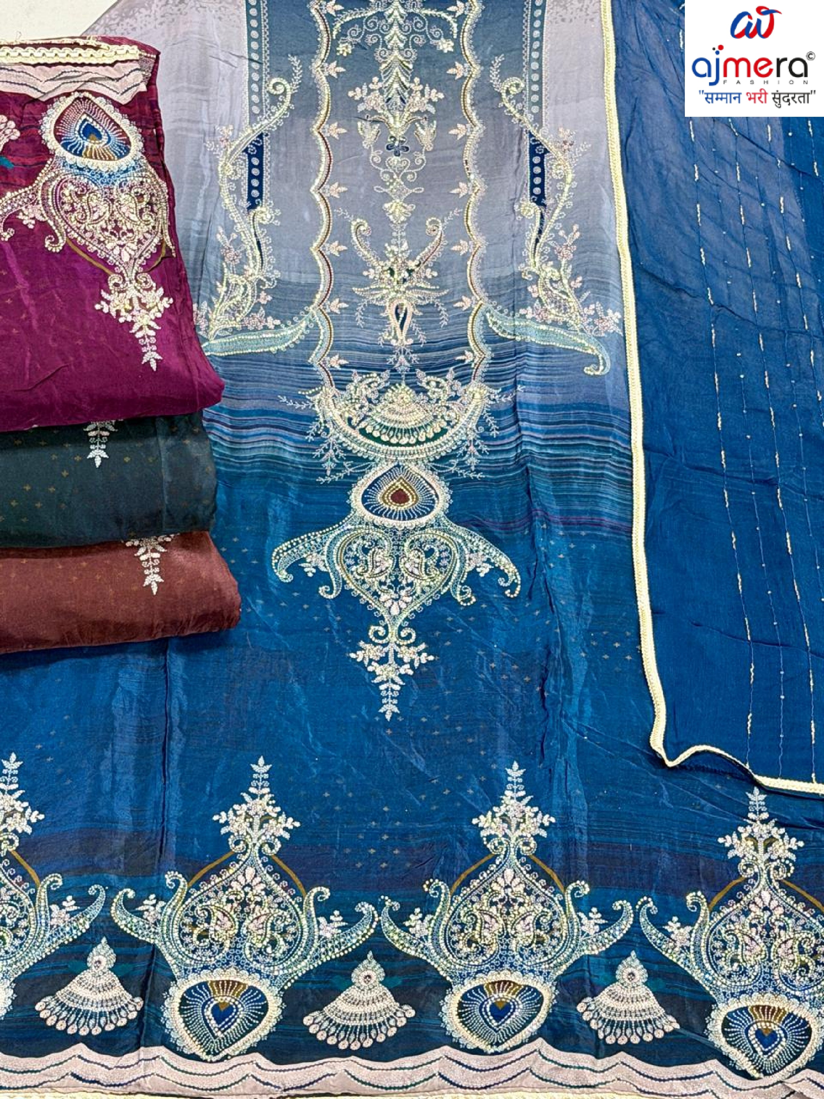 Premium Designer Unstitched Suit Set | AAR-RAS MALAI