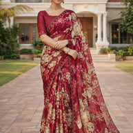 Premium Printed Saree with Matching Blouse Piece for Ethnic Elegance  | RDD-TANUJA