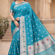 Jacquard Rapier Silk Matching Saree With Blouse Piece | DS-PAITHANI SILK