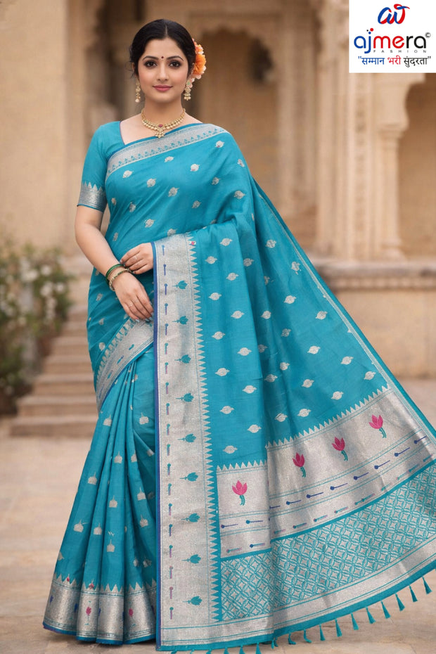 Jacquard Rapier Silk Matching Saree With Blouse Piece | DS-PAITHANI SILK