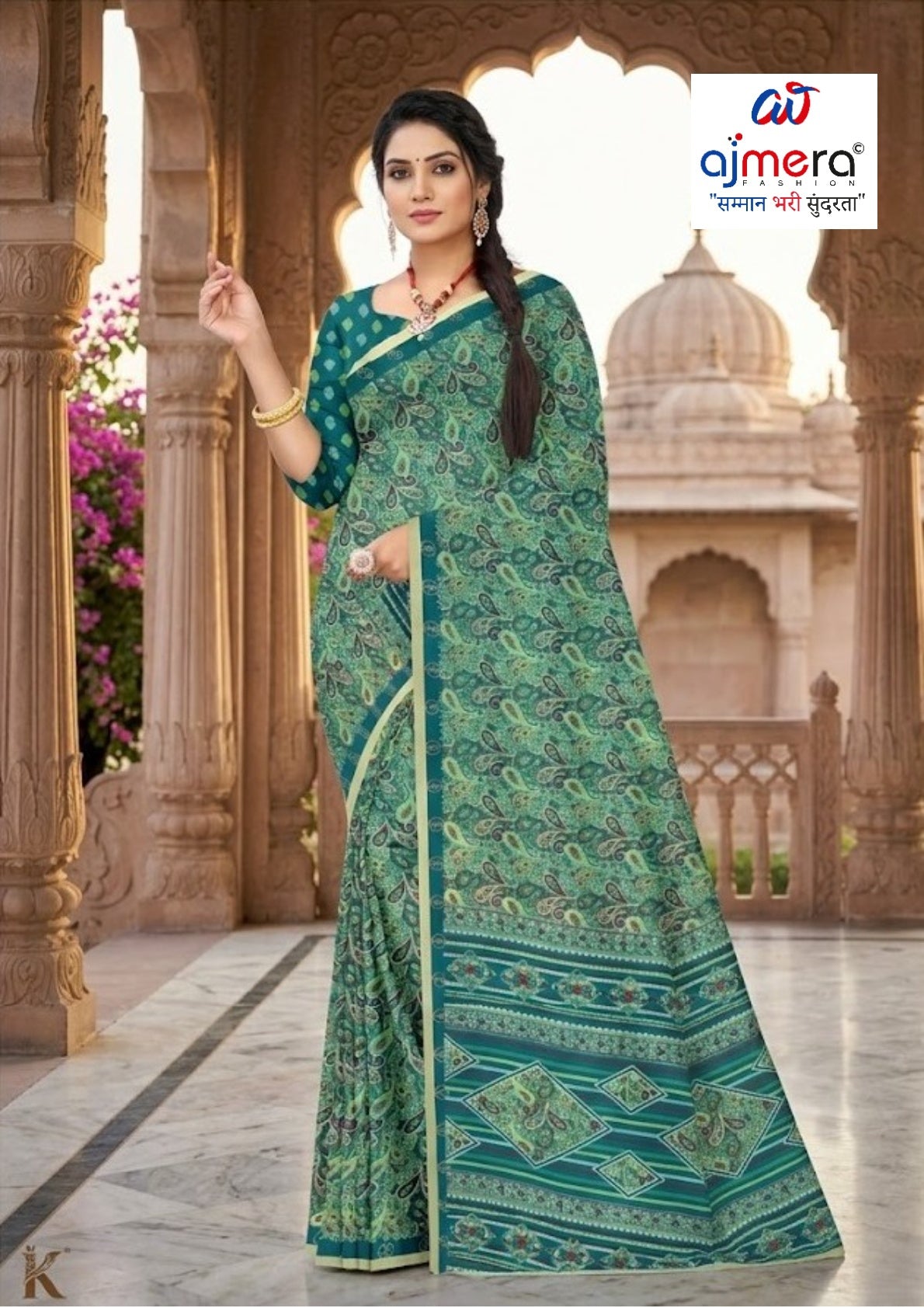 Elegant Printed Saree with Designer Blouse Piece for Festive Wear  | GLC-SILVER GOLD
