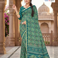 Elegant Printed Saree with Designer Blouse Piece for Festive Wear  | GLC-SILVER GOLD
