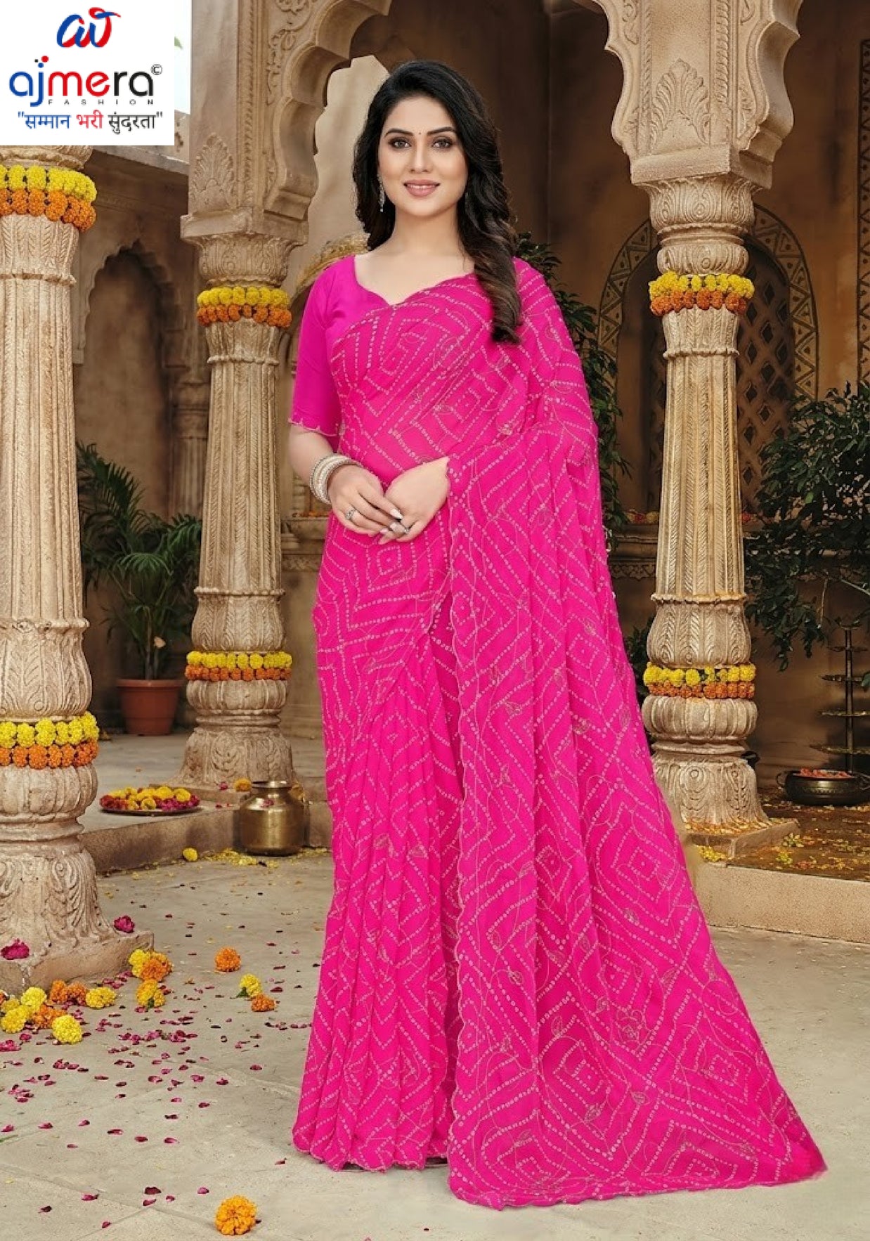 Elegant Printed Saree with Designer Blouse Piece for Festive Wear  | JS-VEDIKA