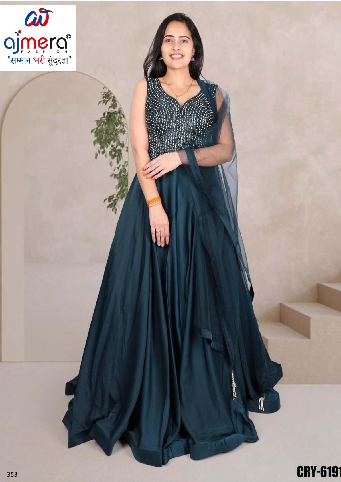 Designer Satin Gown for Women | CRY-6191