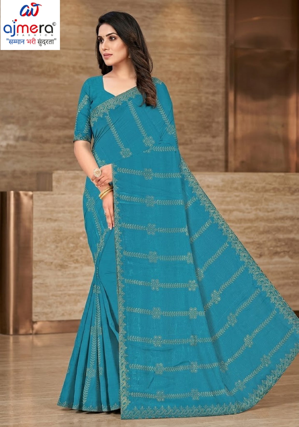 Fandy Embroidery Dyed Matching Saree with Blouse Piece for Premium Ethnic and Traditional Wear | RAL-ISHIKA-1