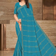 Fandy Embroidery Dyed Matching Saree with Blouse Piece for Premium Ethnic and Traditional Wear | RAL-ISHIKA-1