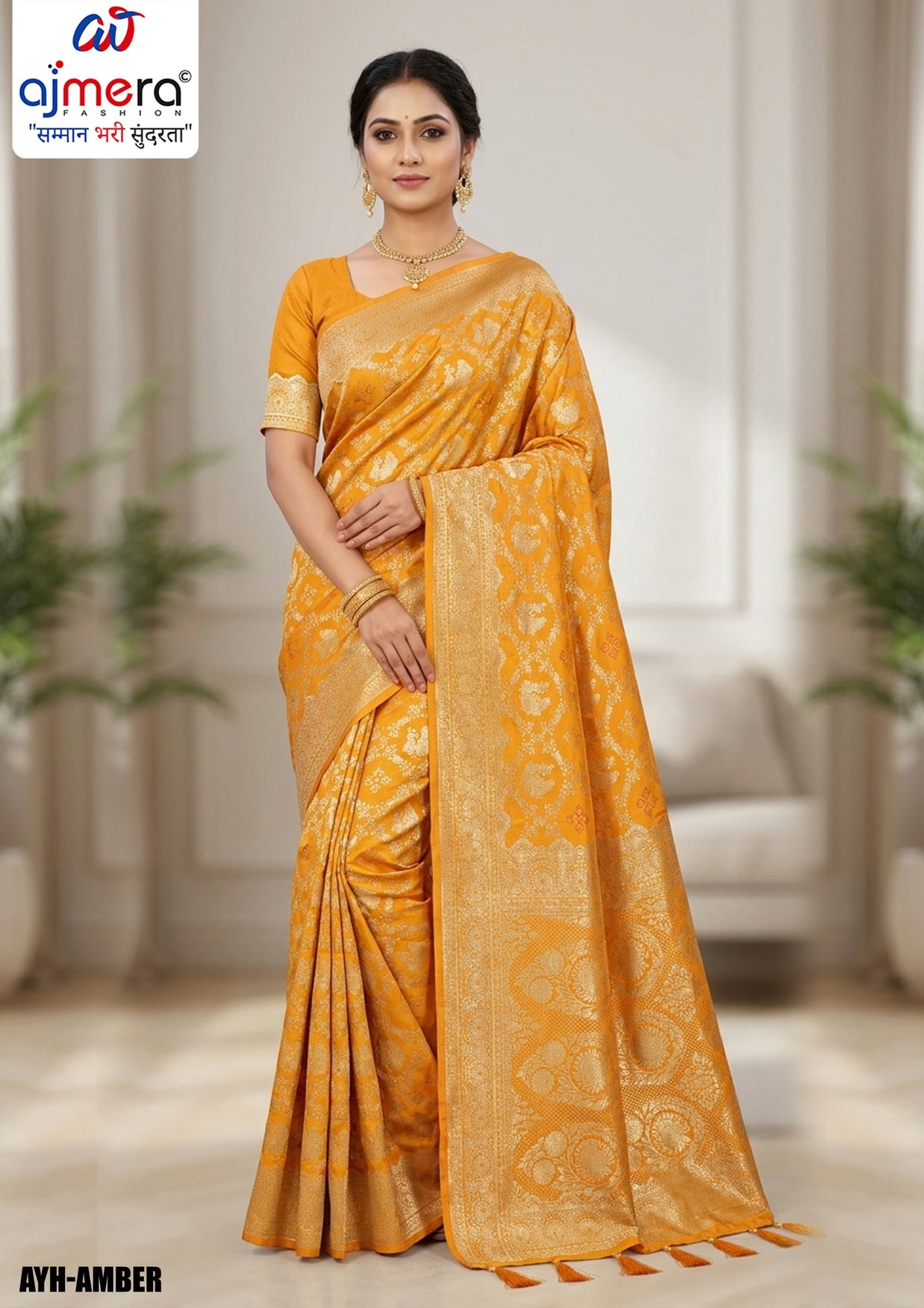 Woven Jacquard Silk Saree With Blouse Piece | AYH-AMBER