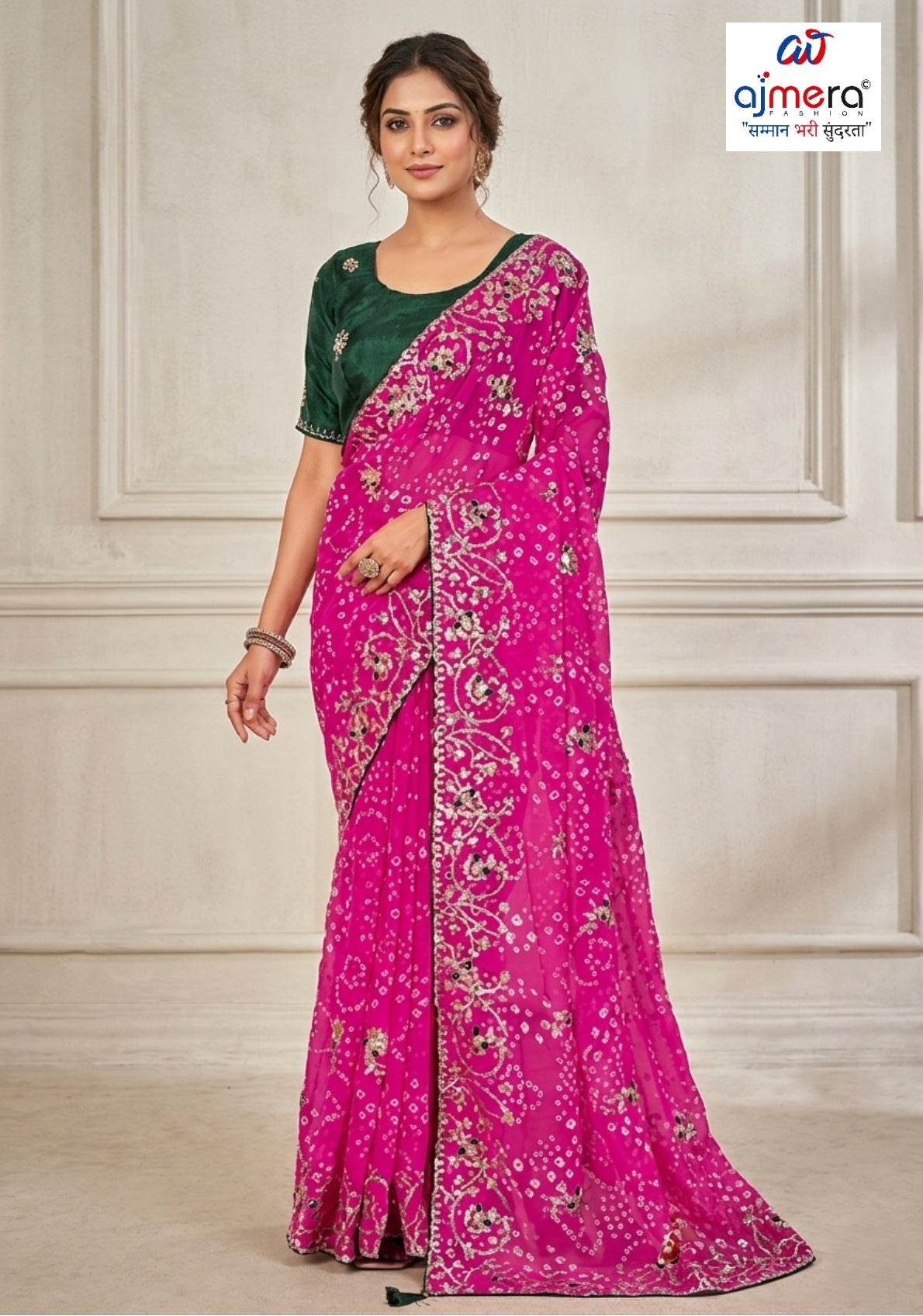 Chic Printed Saree with Blouse Piece for Sophisticated Ethnic Style | JS-FULPATTI