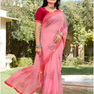 Exclusive Printed Saree with Blouse Piece for Elegant Ethnic Look  | PRM-MADAM SIR