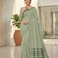 Printed Cotton Saree with Blouse Piece for Premium Ethnic and Traditional Wear | DFL-KARUNA-04