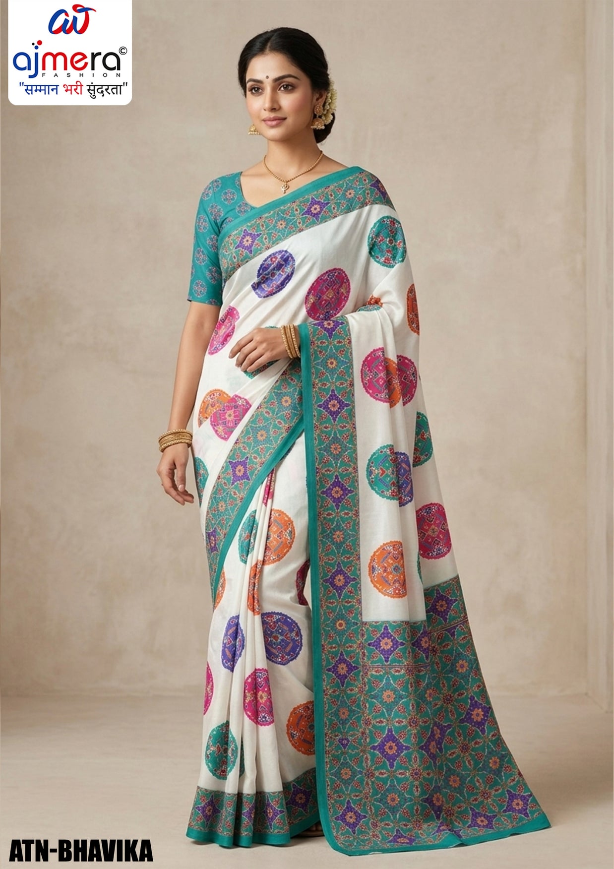Traditional Cotton Saree with Blouse Piece for Premium Ethnic and Traditional Wear | ATN-BHAVIKA