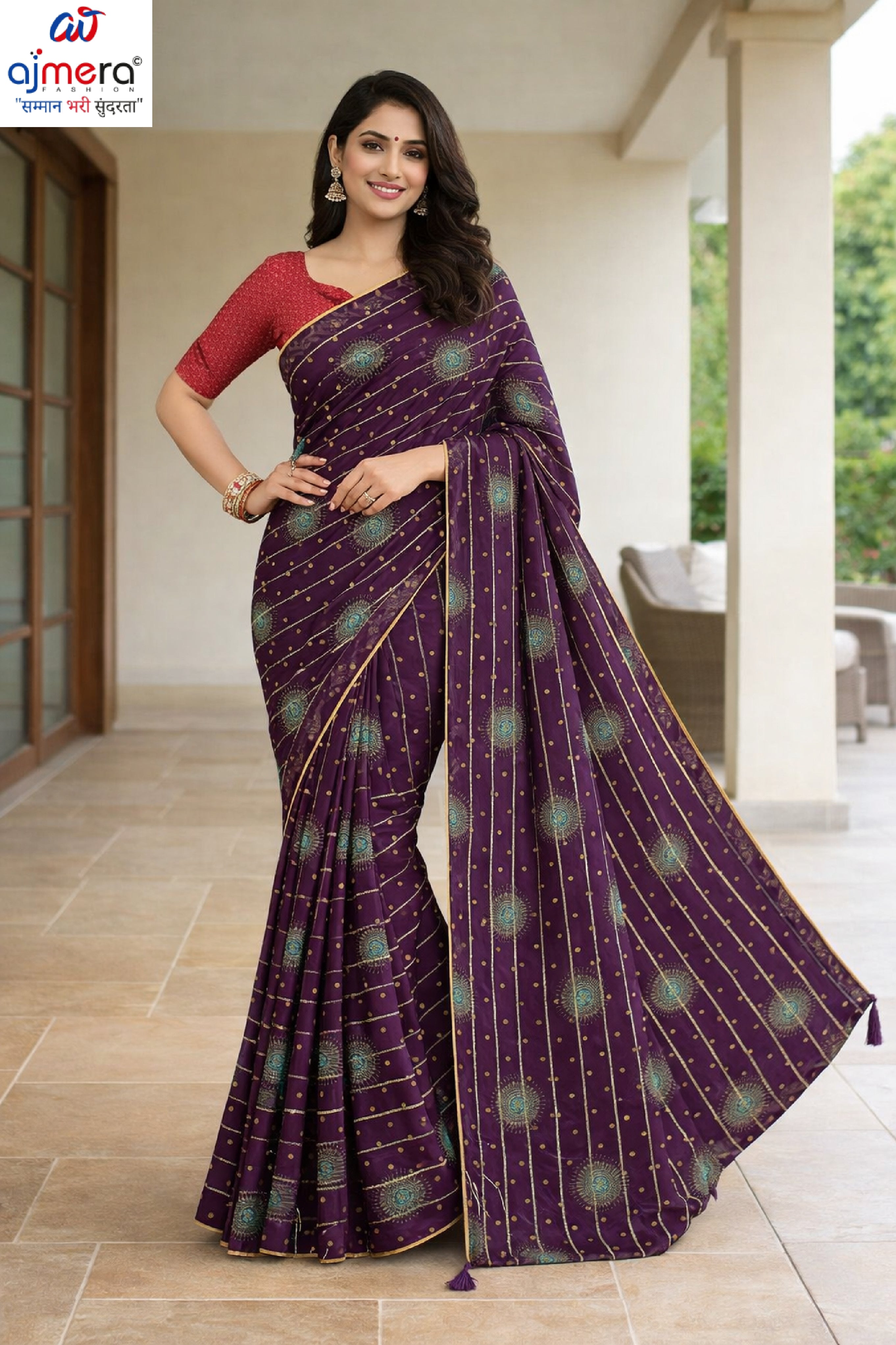 Party Wear Dyed Matching Saree with Blouse Piece for Premium Ethnic and Traditional Wear | RAL-MEESHO