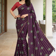 Party Wear Dyed Matching Saree with Blouse Piece for Premium Ethnic and Traditional Wear | RAL-MEESHO