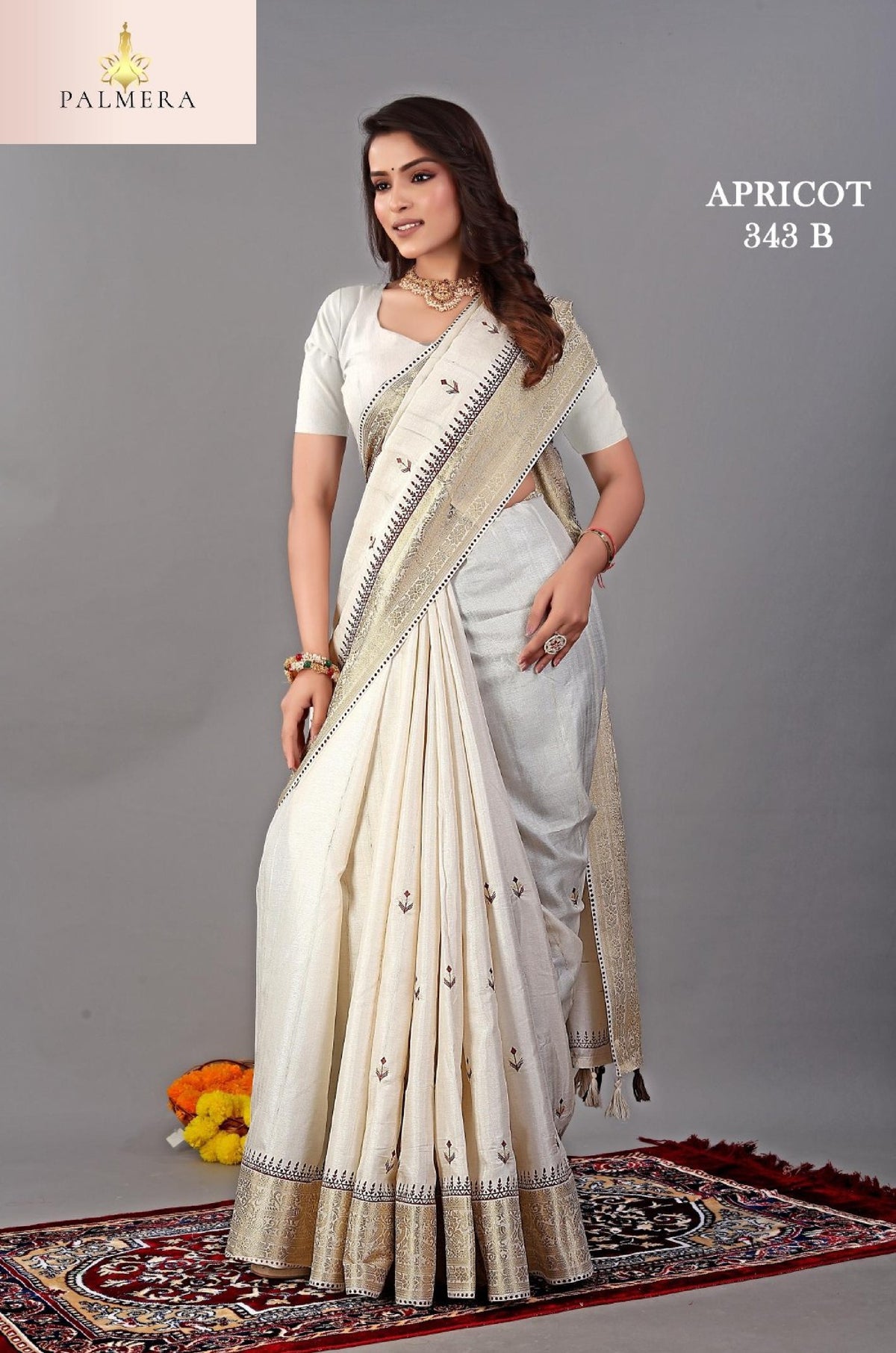 Apricot Linen Saree with Blouse for Premium Ethnic and Party Wear | ALL-APRICOT-343