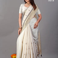Apricot Linen Saree with Blouse for Premium Ethnic and Party Wear | ALL-APRICOT-343