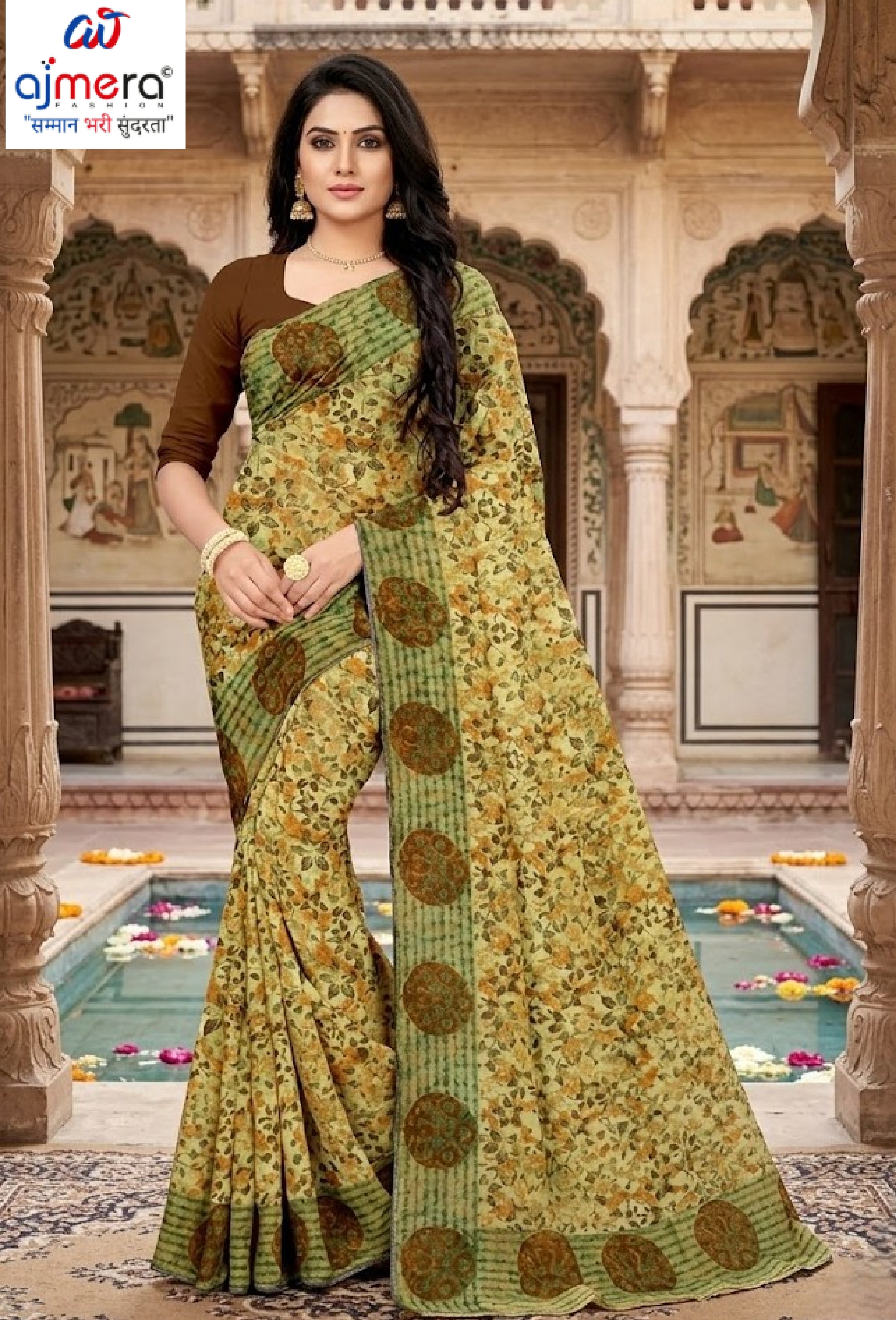 Weightless Print Loose Saree without Blouse for Premium Ethnic and Traditional Wear | APAR-BMW