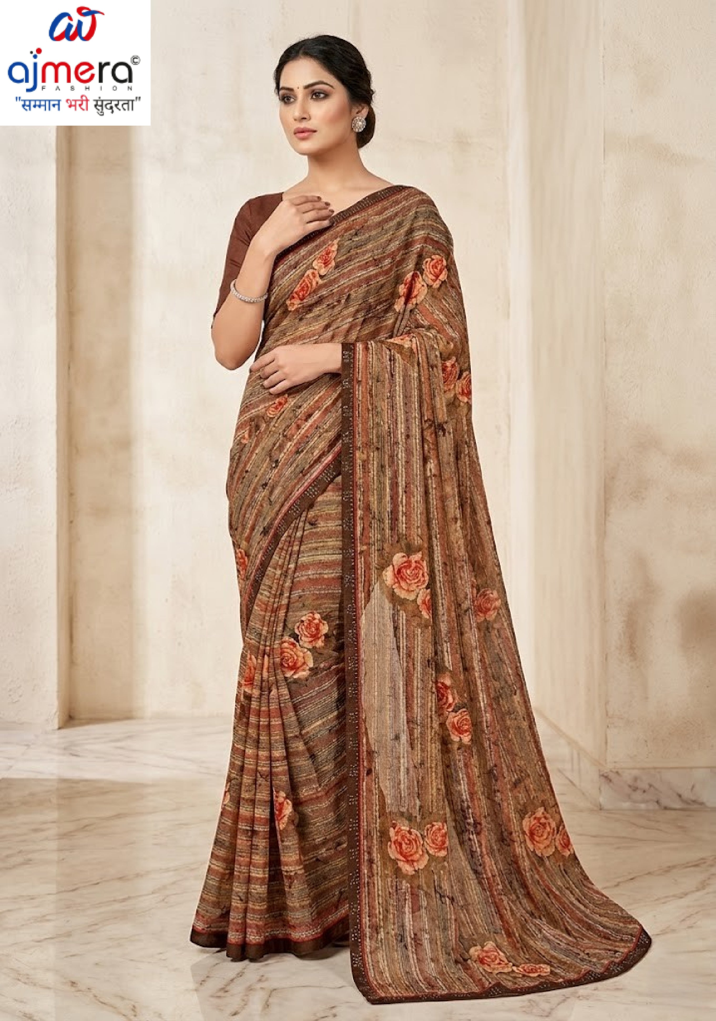 Designer Printed Saree with Blouse Piece for Special Occasions | PRM-ROSE QUEEN