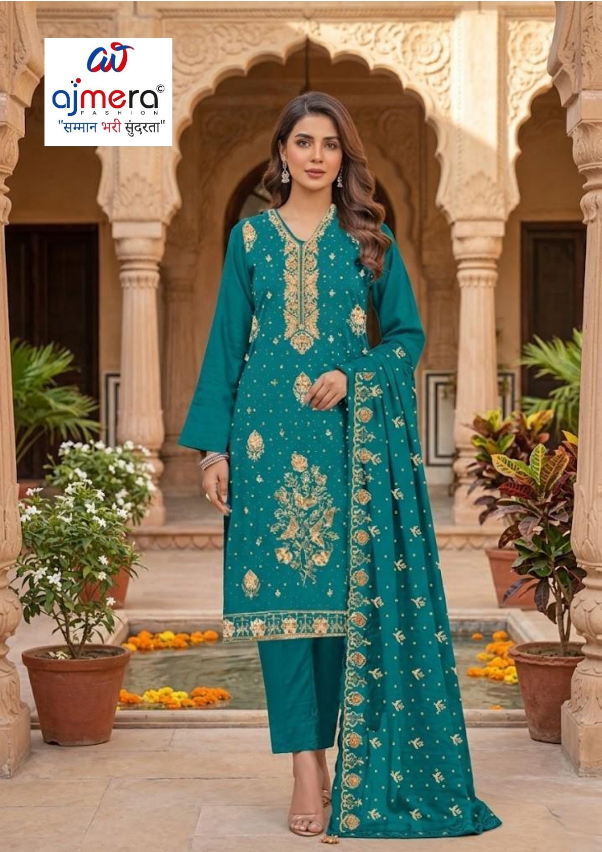 Premium Designer Unstitched Suit Set | YF-LEELA-1