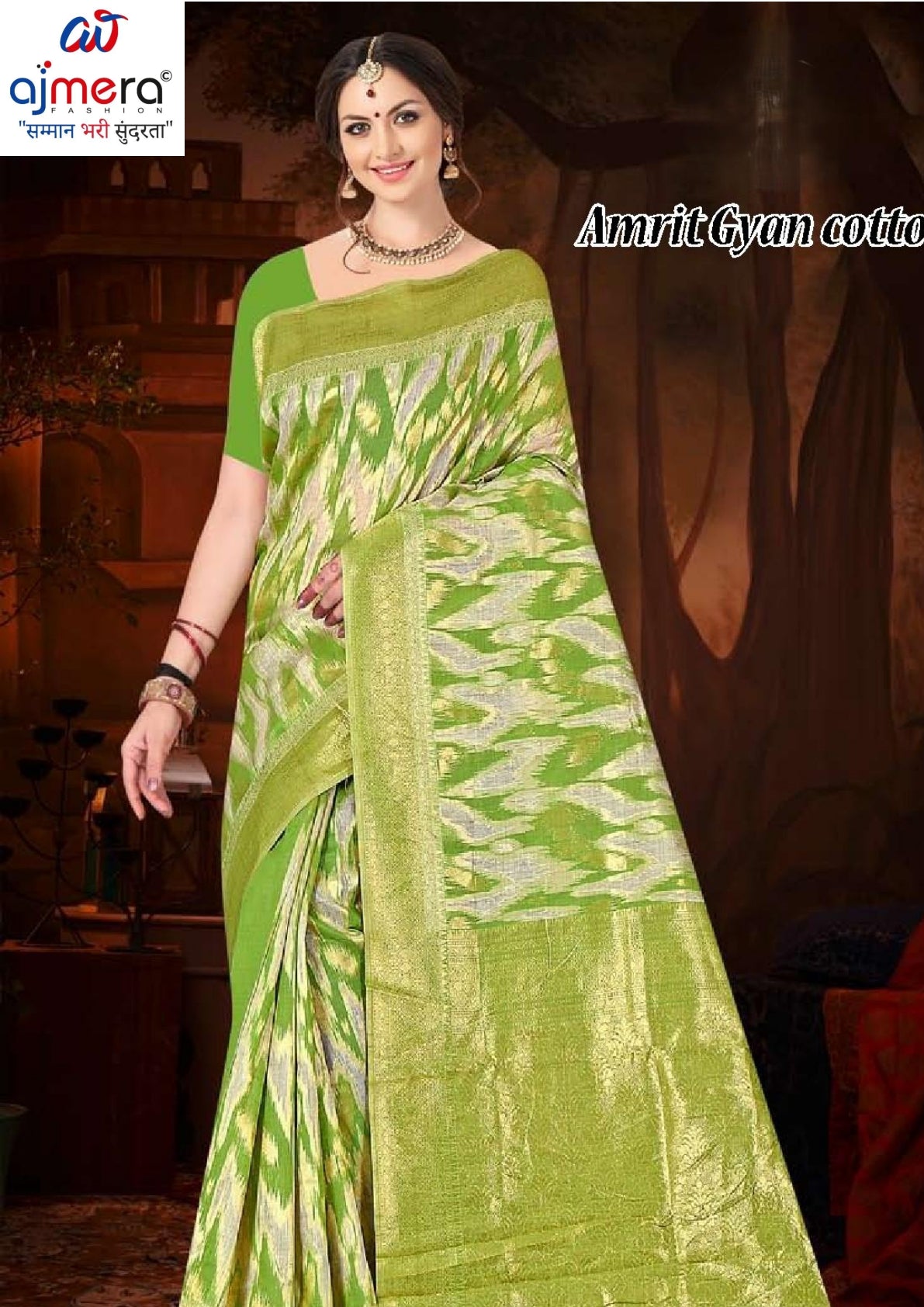 Luxury Jacquard Silk Saree without Blouse for Wedding & Party Wear | TUL-AMRIT GYAN COTTON