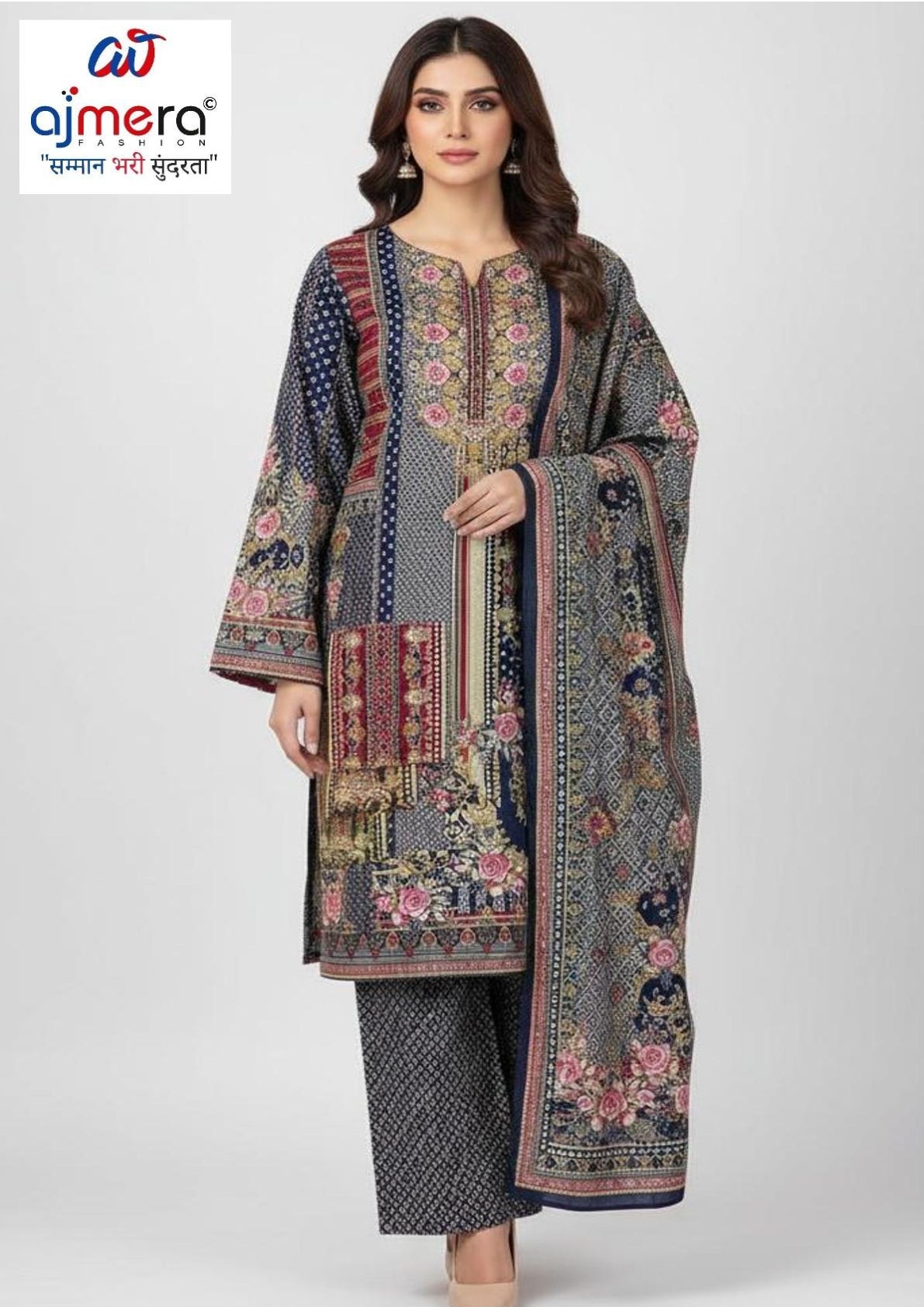 Printed Unstitched Dress Material | DAF-PAKIZA