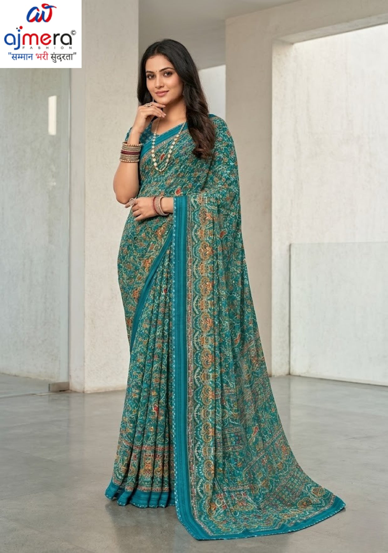 Chic Printed Saree with Blouse Piece for Sophisticated Ethnic Style | VDT-PEARL