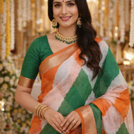 Designer Printed Saree with Blouse Piece for Special Occasions  | YDP-TIRANGA