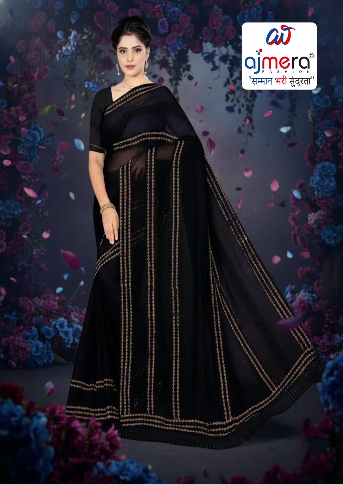 Fandy Dyed Matching Saree with Blouse Piece for Premium Ethnic and Traditional Wear | TIK-SHYAM BASURI