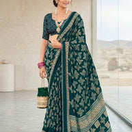 Premium Printed Saree with Matching Blouse Piece for Ethnic Elegance  | VDT-DISCO-11