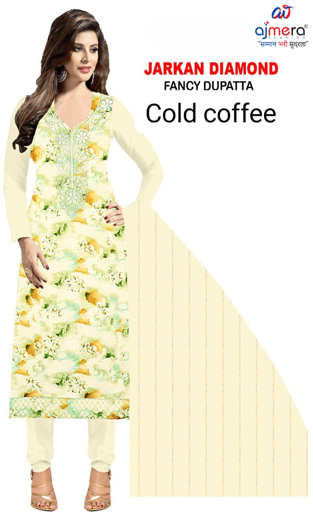 Printed Rayon Unstitched Suit Material | MJI-COLD COFFEE