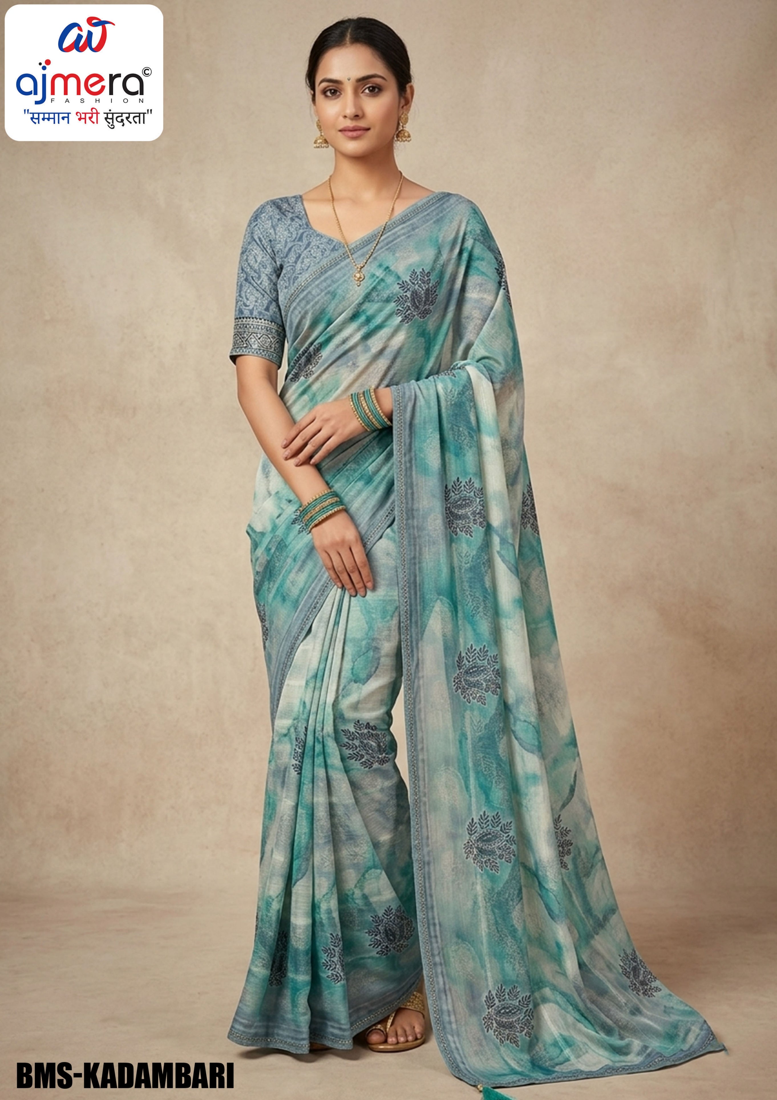 Fancy Print Loose Saree with Blouse for Premium Ethnic and Traditional Wear | BMS-KADAMBARI