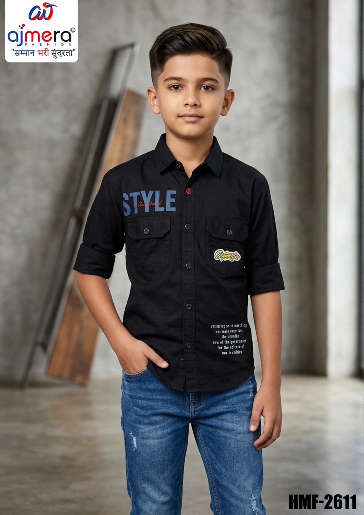 Wholesale Boys Twill Casual Shirt | HMF-2611
