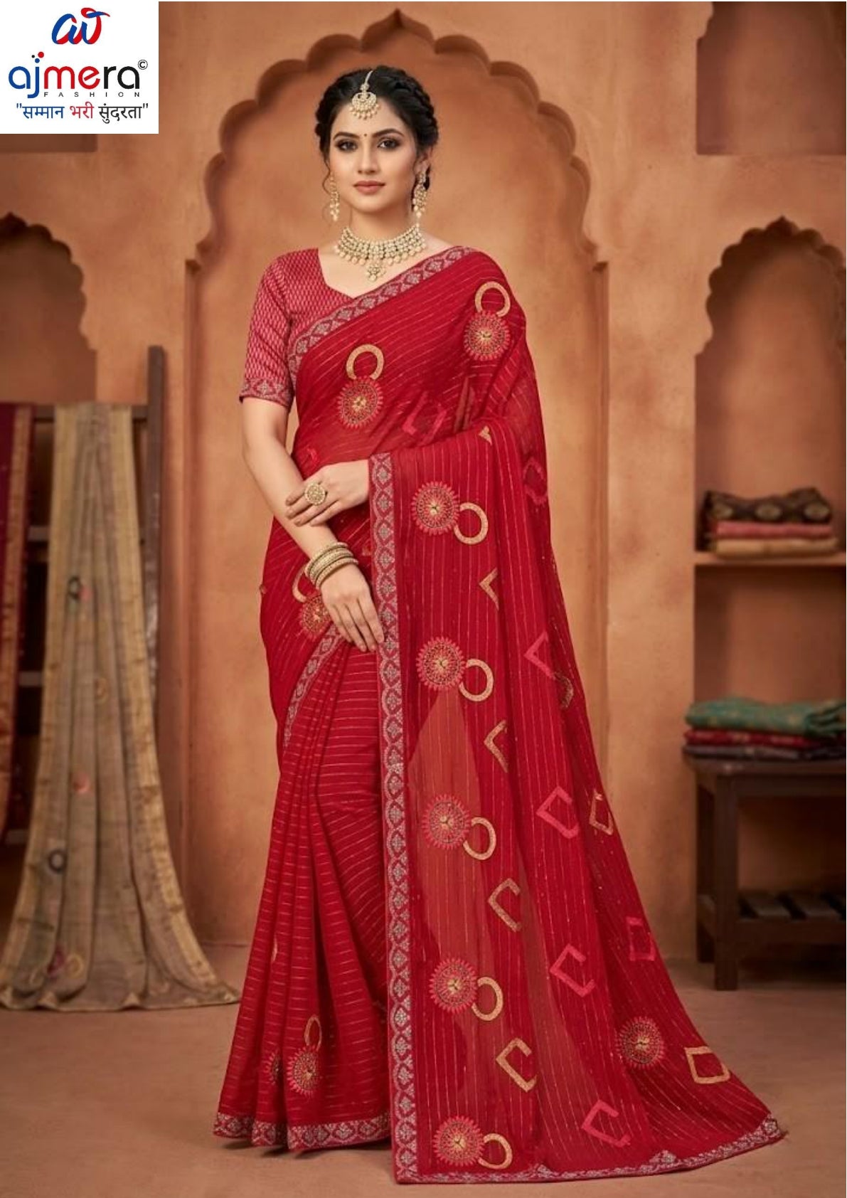 Dyed Matching Saree Wholesale with Blouse Piece for Premium Ethnic and Traditional Wear | VKM-AJMER