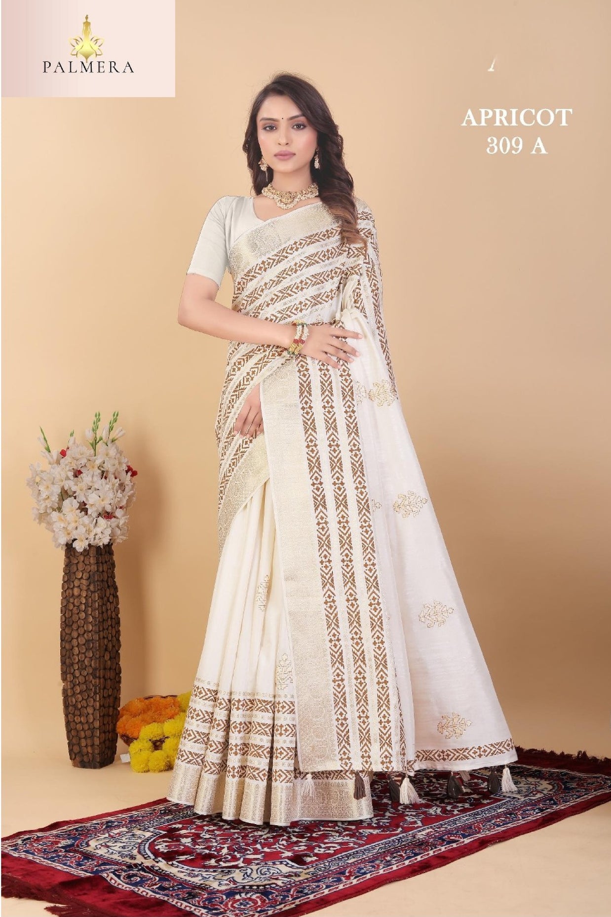 Apricot Linen Saree with Blouse for Premium Ethnic and Designer Wear | ALL-APRICOT-309
