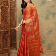 Apricot Linen Saree with Blouse for Premium Ethnic and Festive Wear | ALL-APRICOT-274