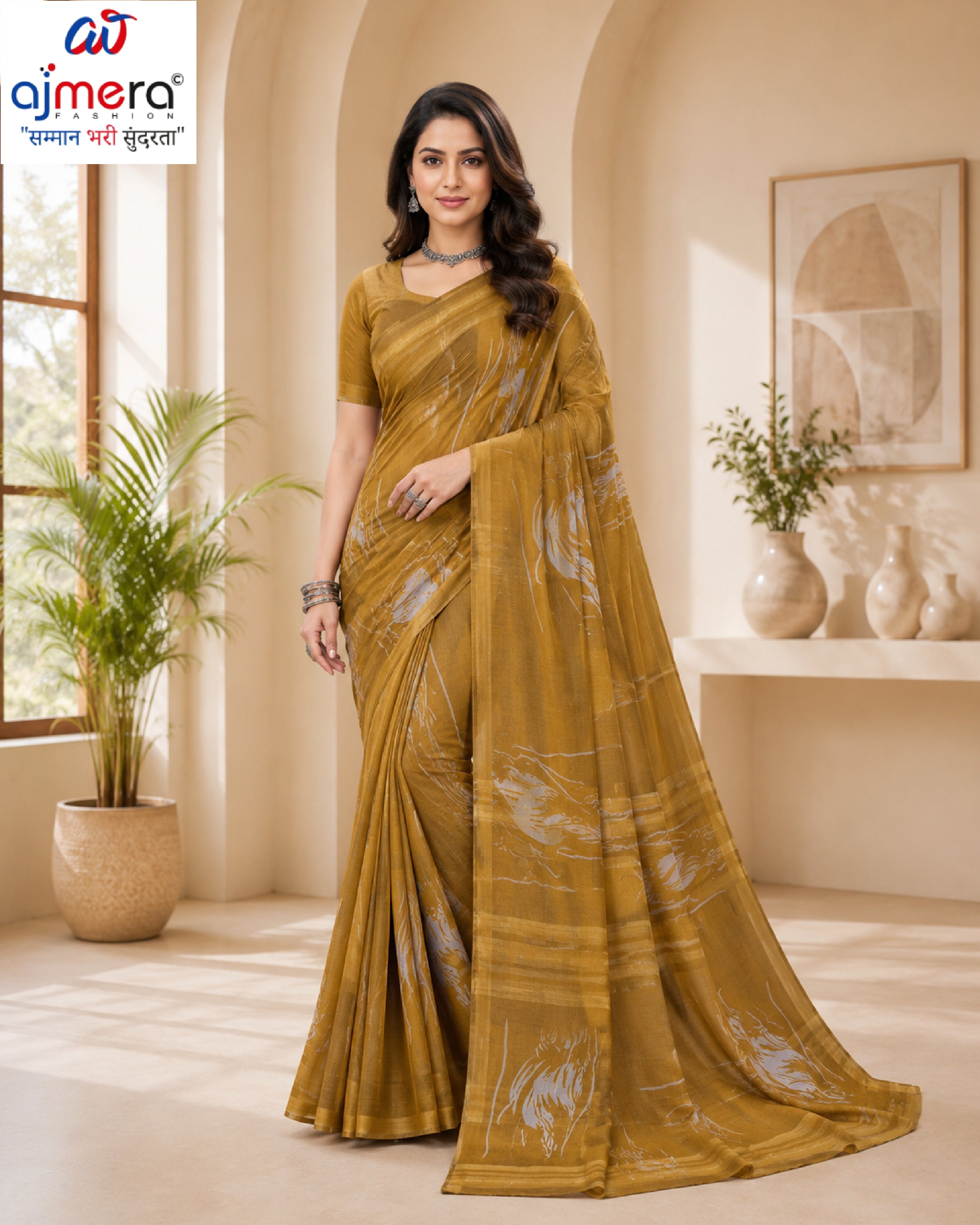 Weightless Print Loose Saree with Blouse for Premium Ethnic and Traditional Wear | CAS-DIAMOND CITY