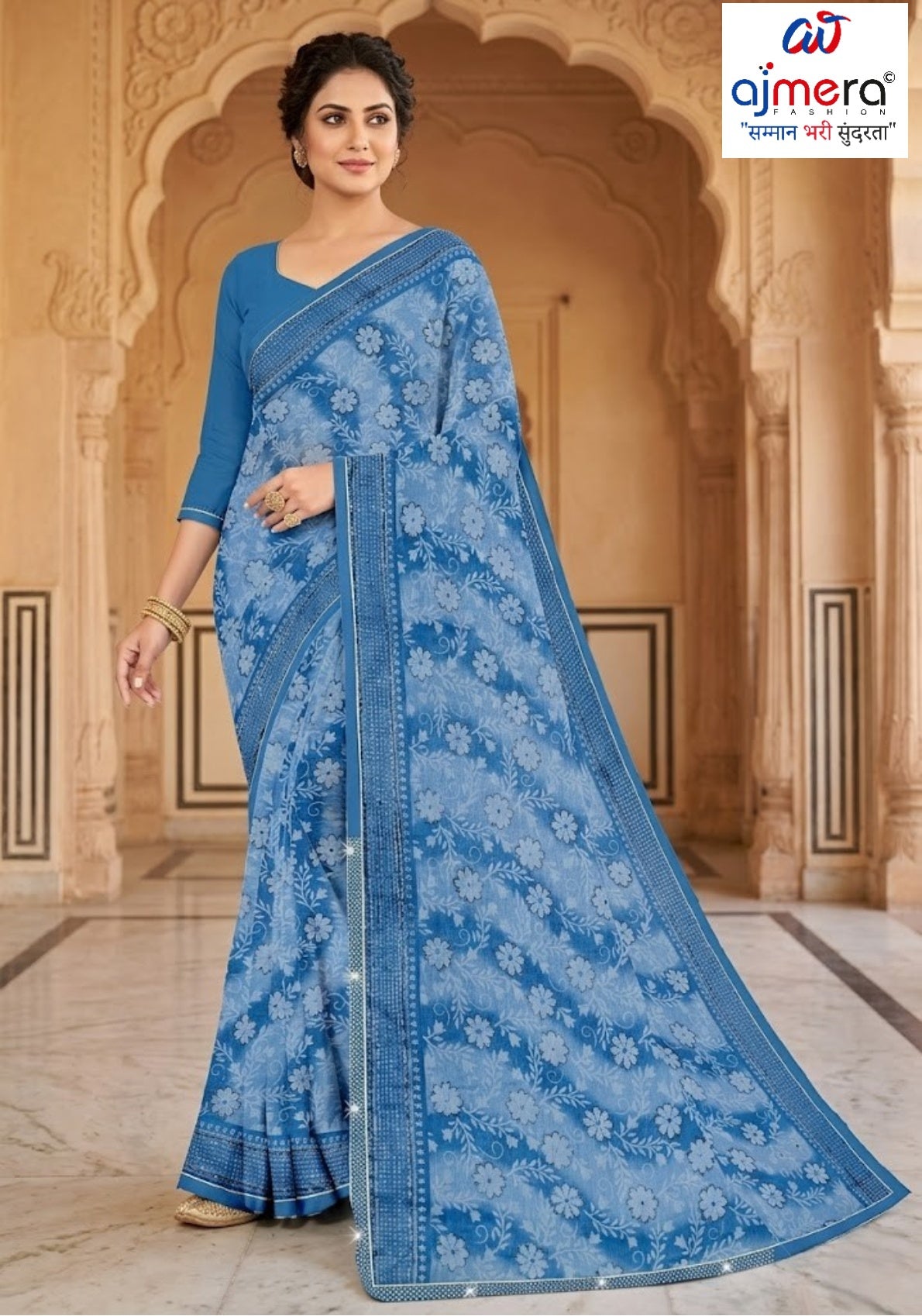 Zomato Print Loose Saree with Blouse for Premium Ethnic and Traditional Wear | CAS-GALAXY