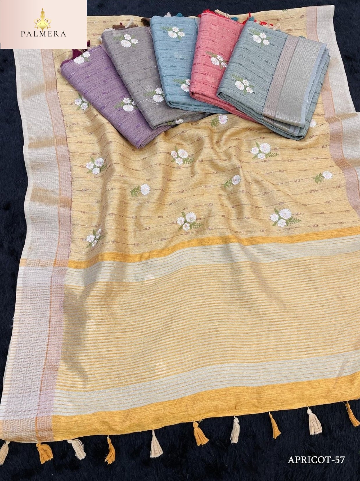 Apricot Linen Saree with Blouse for Premium Ethnic and Designer Wear | ALL-APRICOT-57