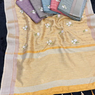 Apricot Linen Saree with Blouse for Premium Ethnic and Designer Wear | ALL-APRICOT-57