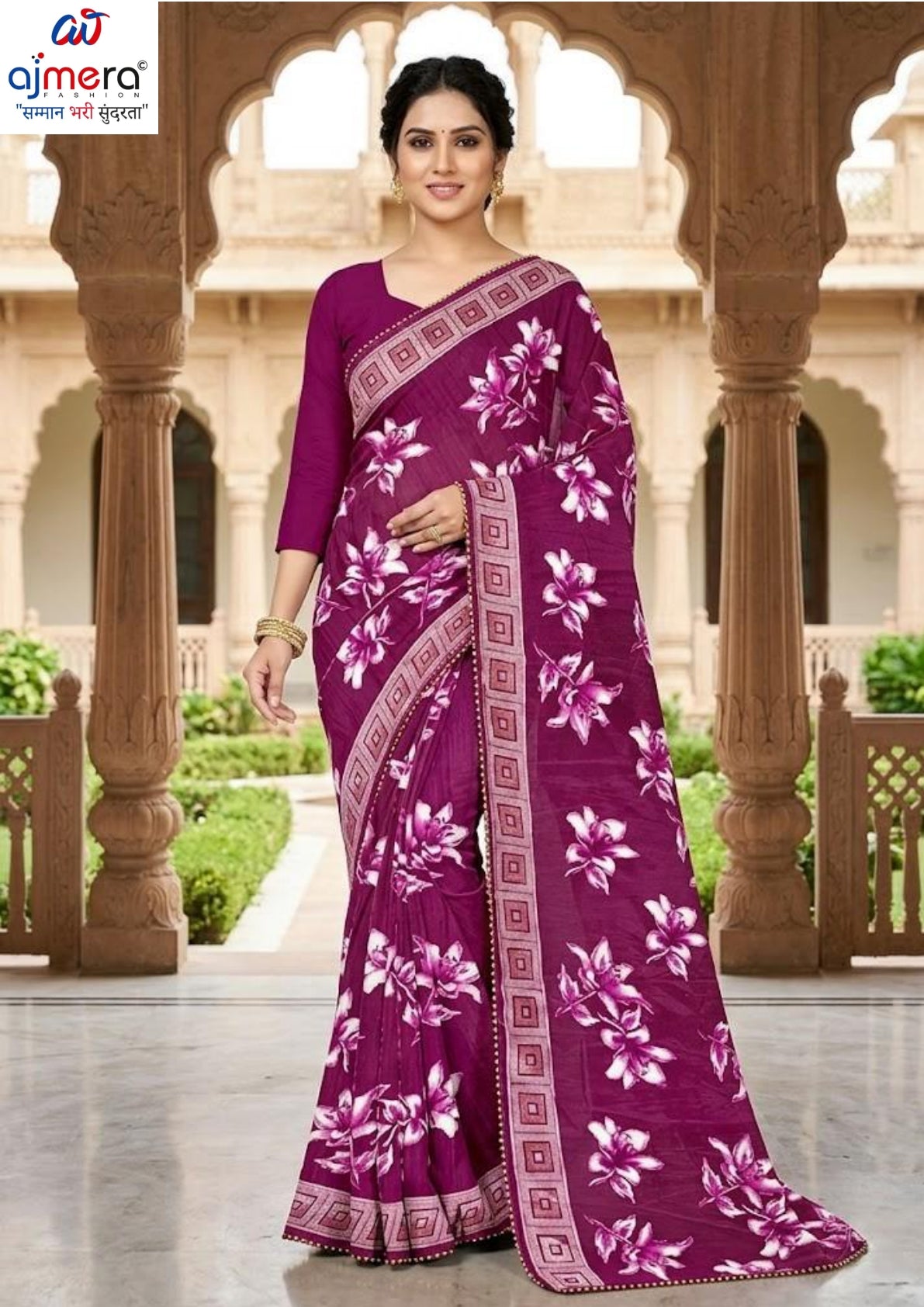 Vichitra Jari Print Loose Saree with Blouse for Premium Ethnic and Traditional Wear | CAS-MITHAS