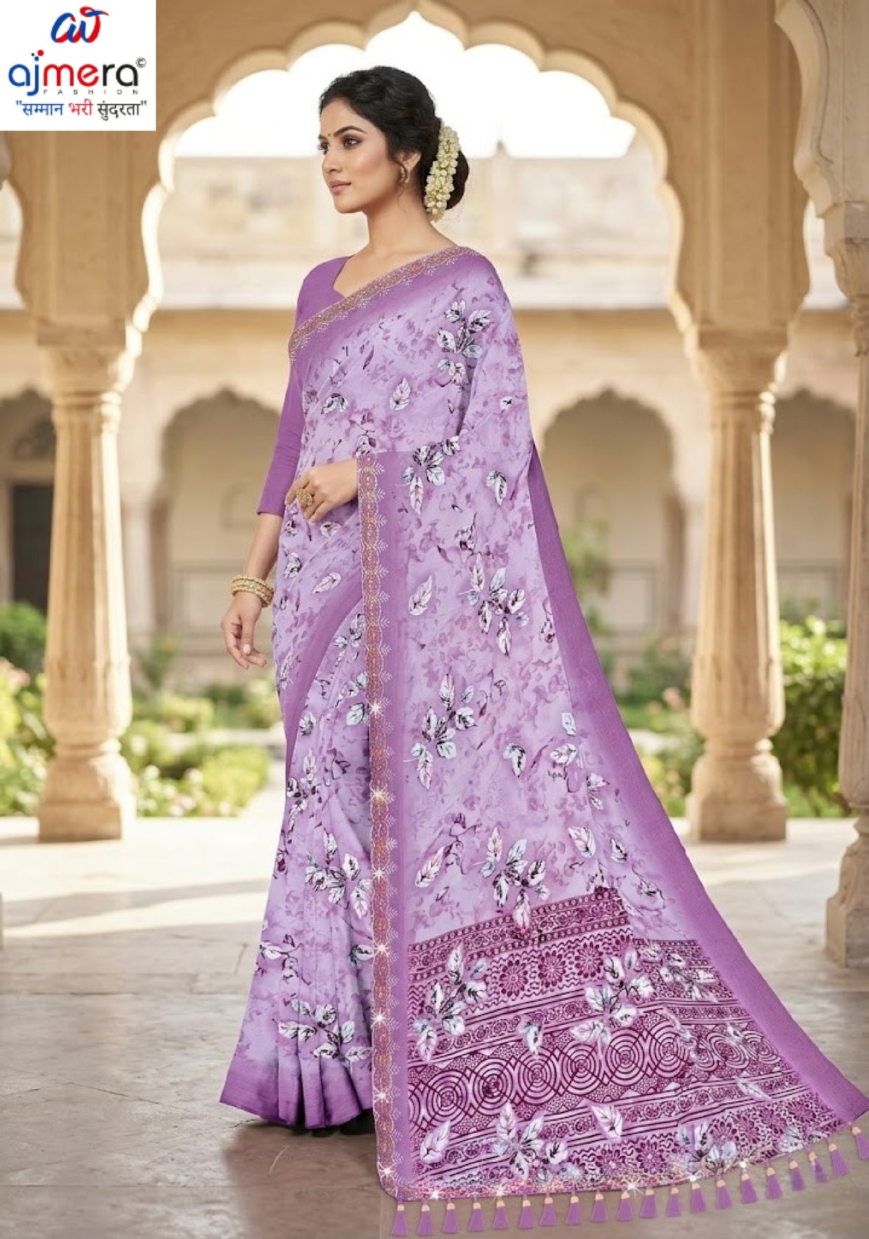 Contemporary Printed Saree with Blouse Piece for Premium Wear  | CAS-HAPPY DAY