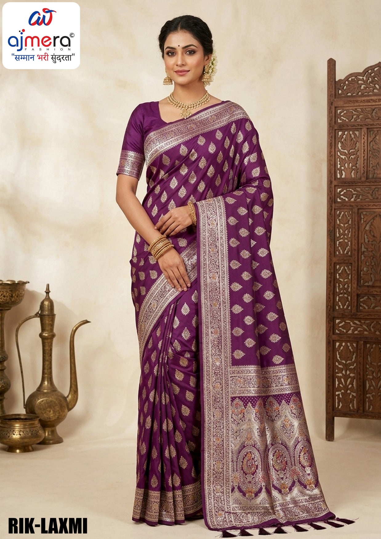 Handcrafted Jacquard Silk Saree With Blouse Piece | RIK-LAXMI