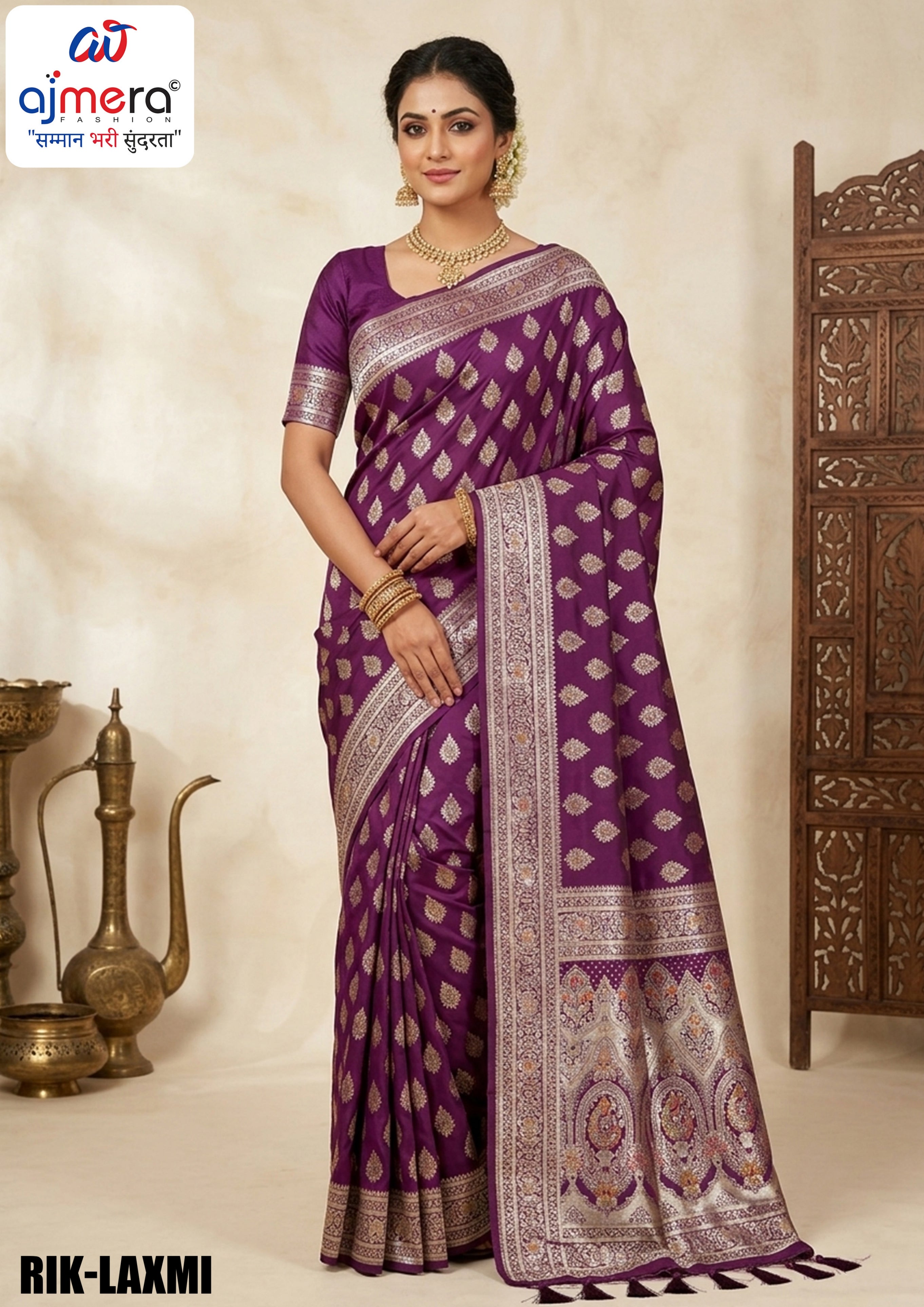 Handcrafted Jacquard Silk Saree With Blouse Piece | RIK-LAXMI