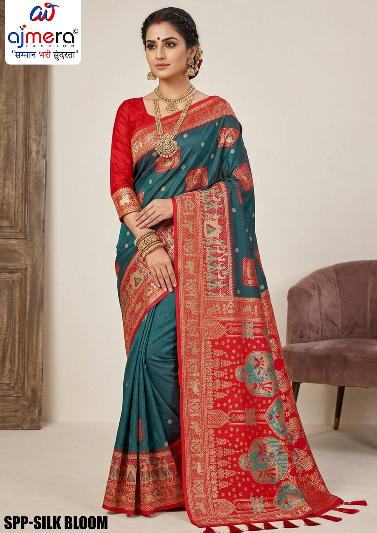 Ethnic Elegance Jacquard Silk Saree With Blouse Piece | SPP-SILK BLOOM